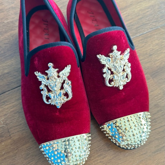 JITAI Mens Dress Tuxedo Shoes for Men Slip-on Loafers Red Gold Size 7 - Picture 6 of 11